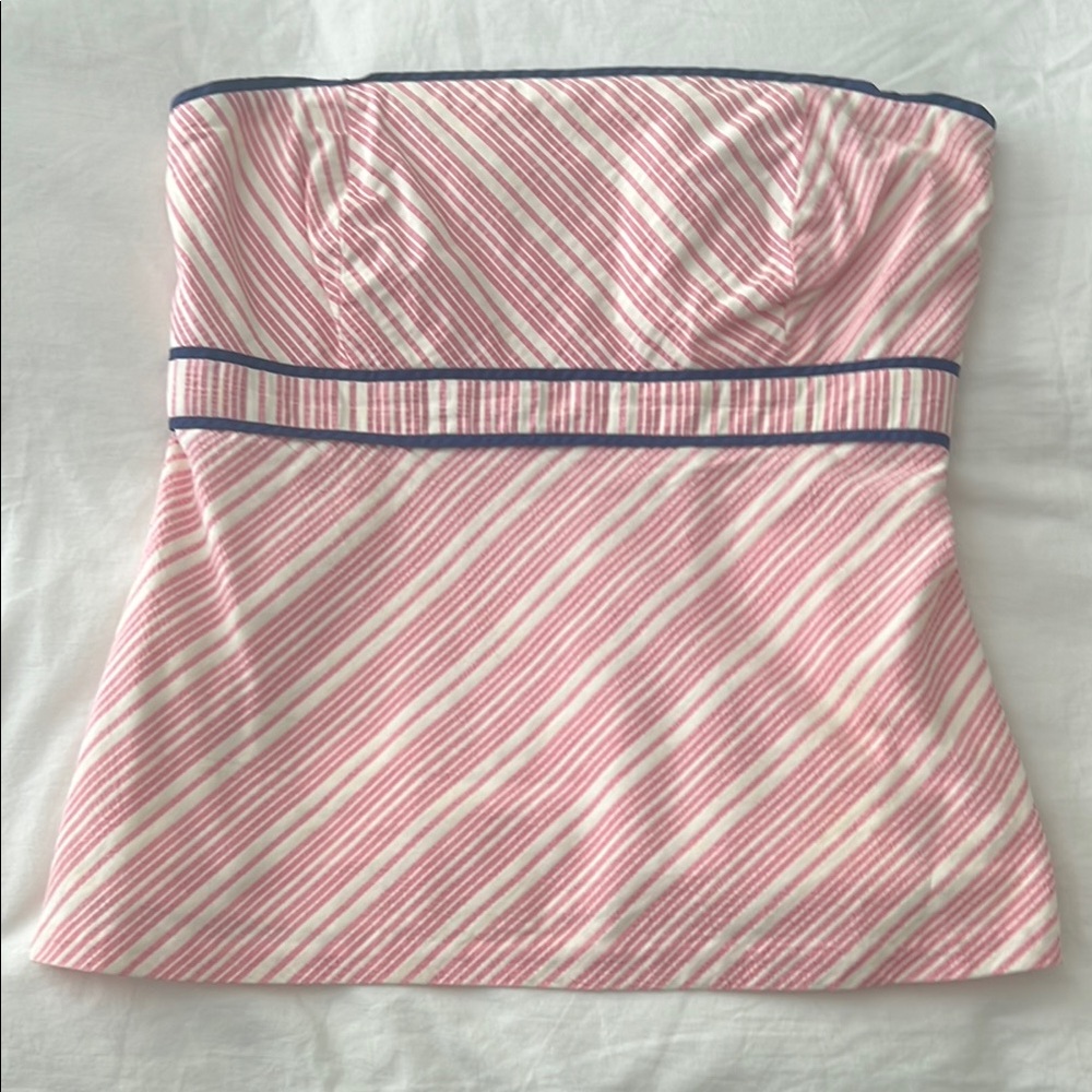 Lilly Pulitzer Pink and White Strapless Top